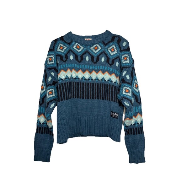 Kari Traa Molster Knit Pullover Sweater Blue Orange Womens Size Medium - Picture 1 of 8